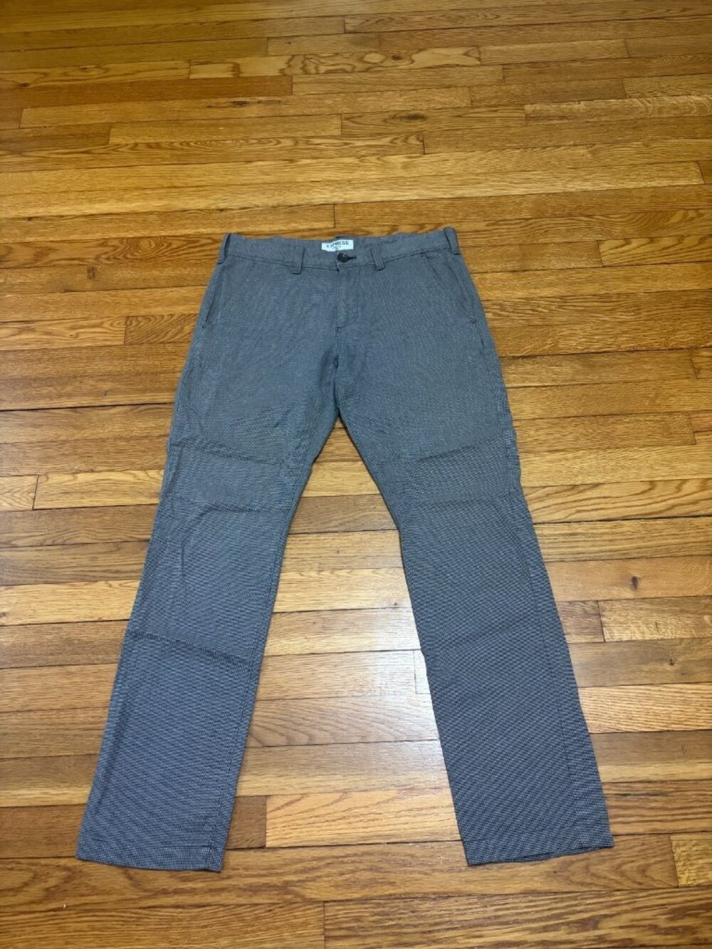 Express Mens Finn Slim Fit Chino Pants Sz 31x29 Gray 100% Cotton Career Trousers